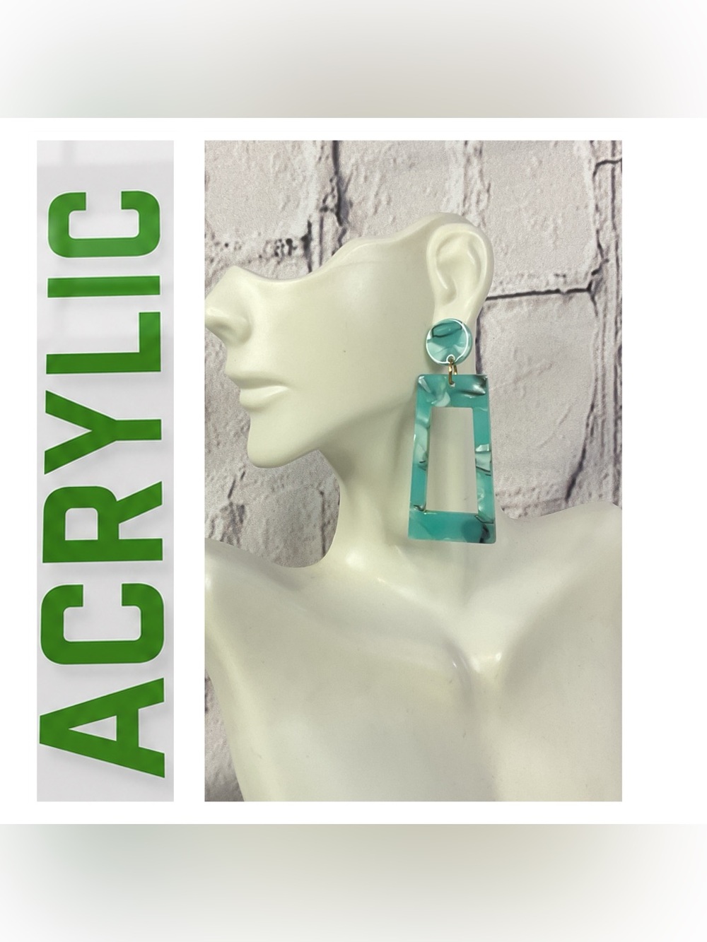 🌟🌟 Teal Acrylic Open-Frame Drop Earrings